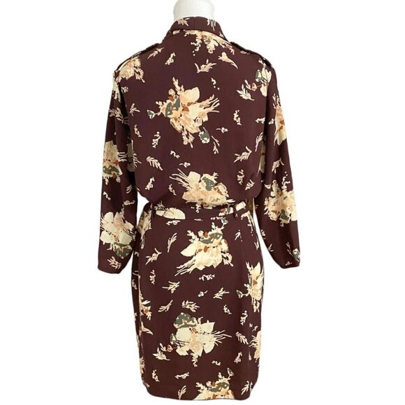 ARITZIA WILFRED BURGUNDY FLORAL FAUX WRAP SURPLICE BELTED MINI DRESS - 6 - Picture 3 of 11